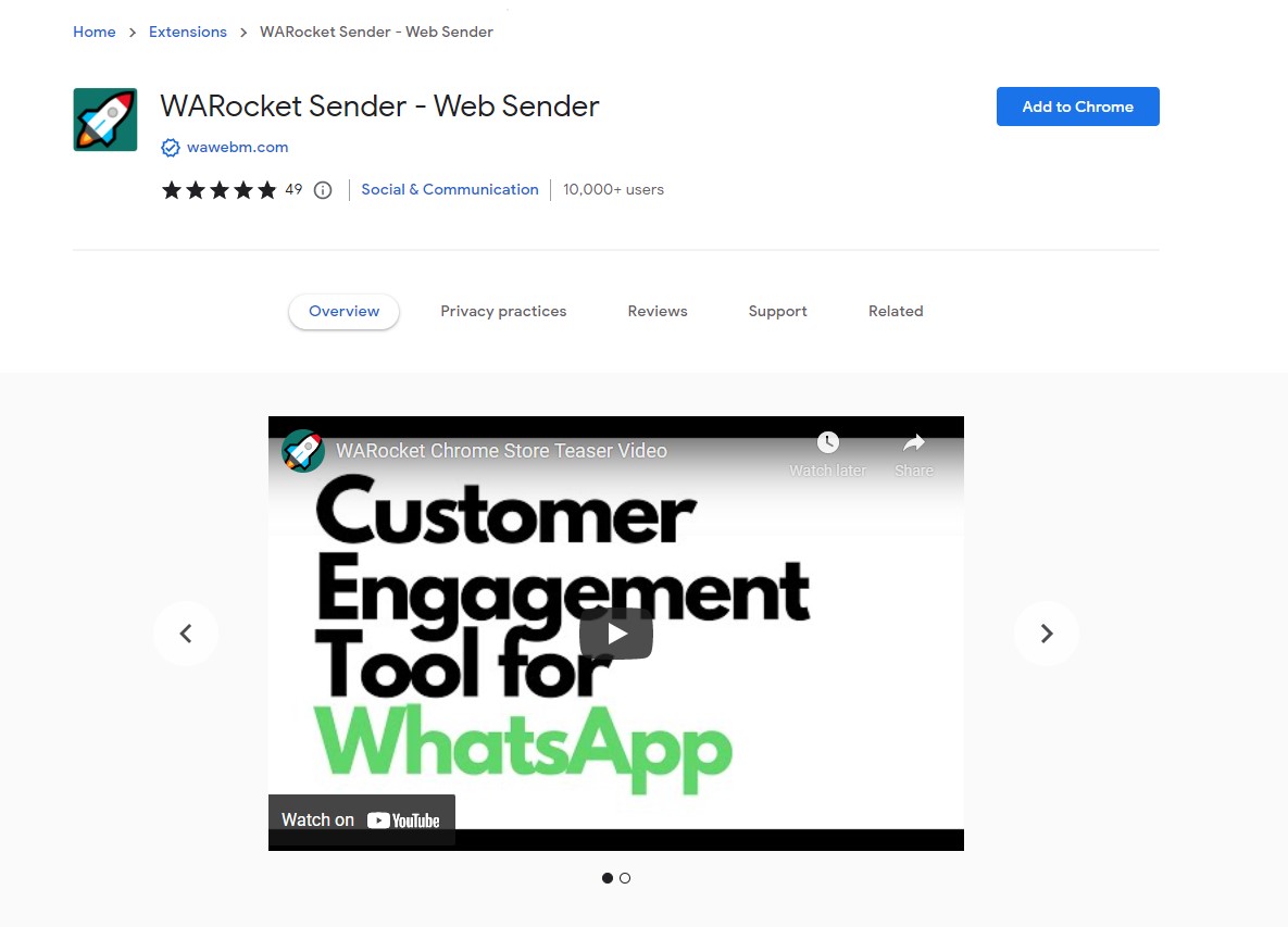 Screenshot of Chrome Store page.