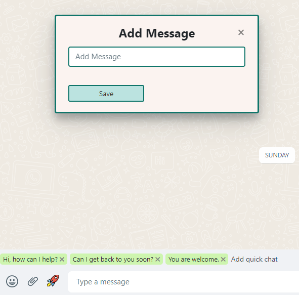 Image showing option to add quick chat.