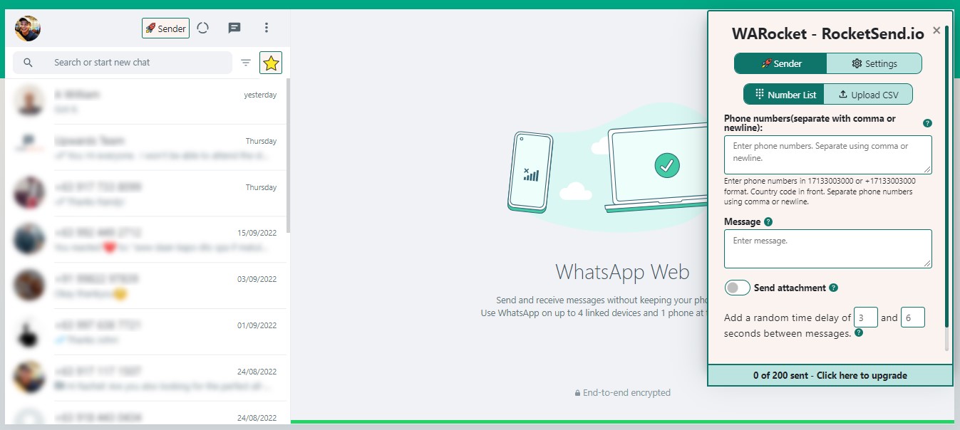 The image above shows where you can add numbers separated by comma or newline.