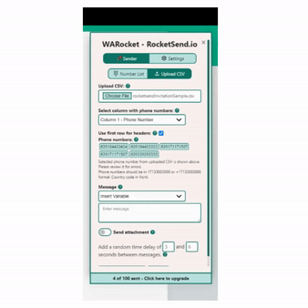 The above video shows a sample of sending with csv.