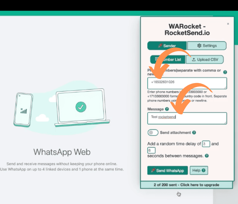 The screenshot shows a sample of how to send.