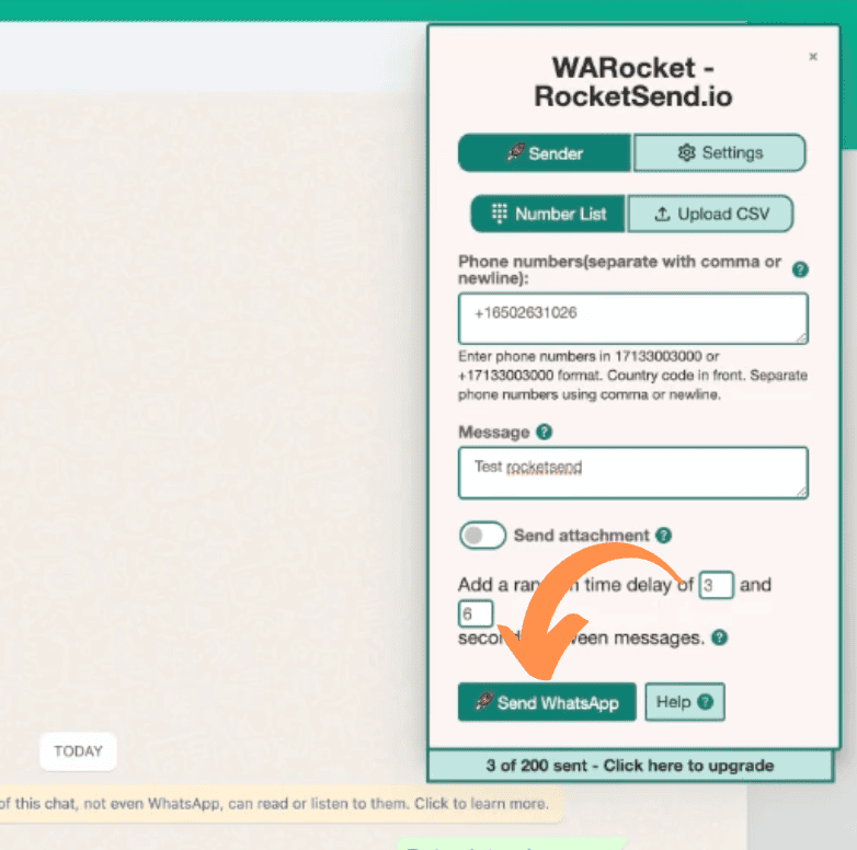 Click 'Send WhatsApp' and you are done.