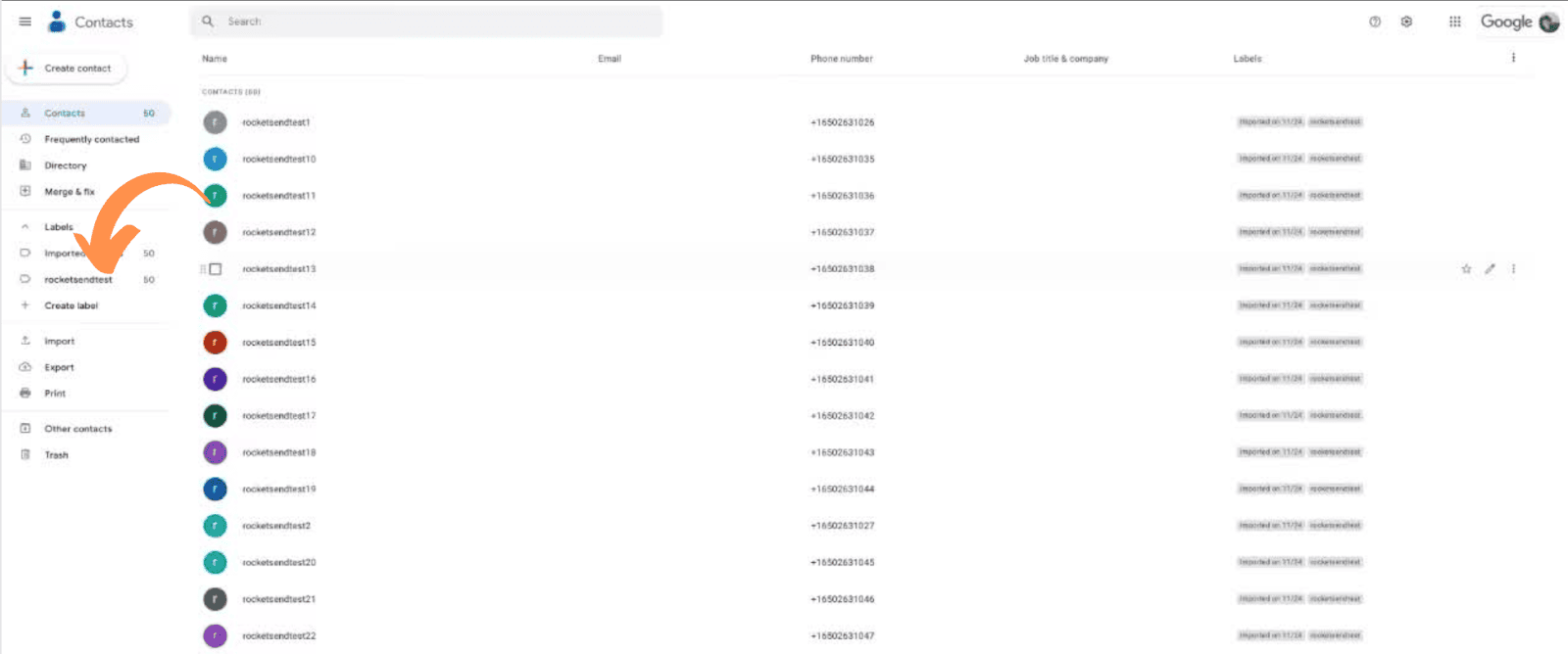 This shows where you can delete the phone numbers.